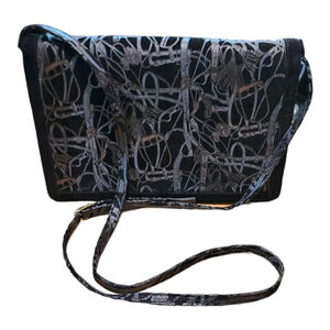 Bruno Magli Black Silver Crossbody Bag